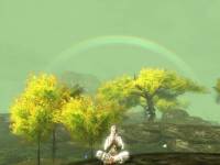 Алиеувиэль медитирует на фоне радуги