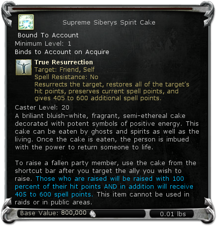 Supreme Siberys Spirit Cake item DDO