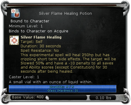 Silver Flame Healing Potion item DDO