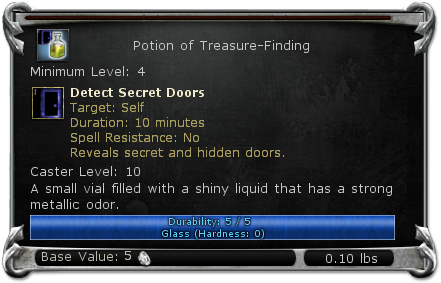 Potion of Treasure-Finding item DDO