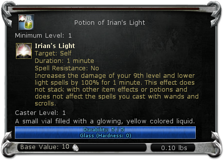 Potion of Irian’s Light item DDO