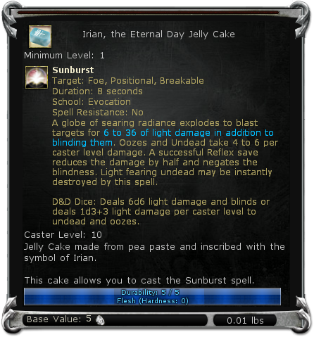 Irian, the Eternal Day Jelly Cake item DDO