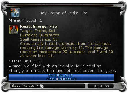 Icy Potion of Resist Fire item DDO