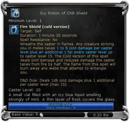 Icy Potion of Chill Shield item DDO