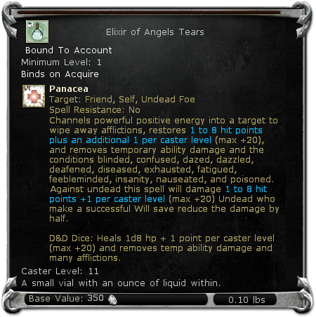 Elixir of Angels Tears item DDO