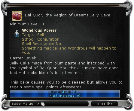Dal Quor, the Region of Dreams Jelly Cake item DDO