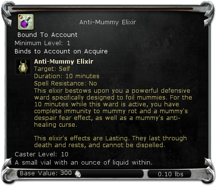 Anti-Mummy Elixir item DDO